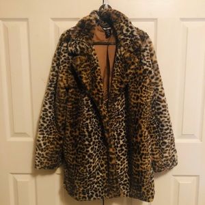 Faux Cheetah Print Coat